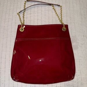 Coach Burgundy Patent Leather Shoulder Bag